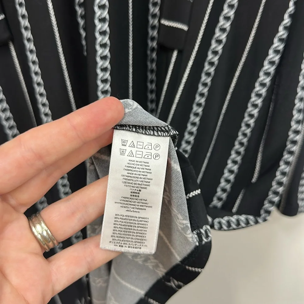 Michael Kors black chain tie neck dress L - Picture 7 of 8